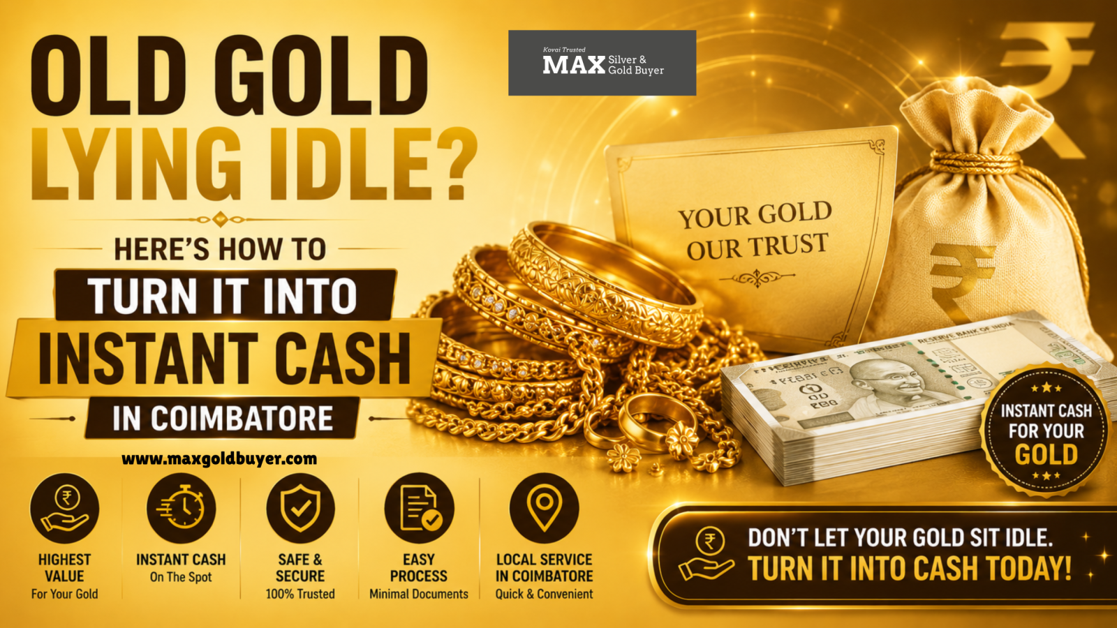 Cash for gold in Coimbatore , Instant cash for gold in Coimbatore