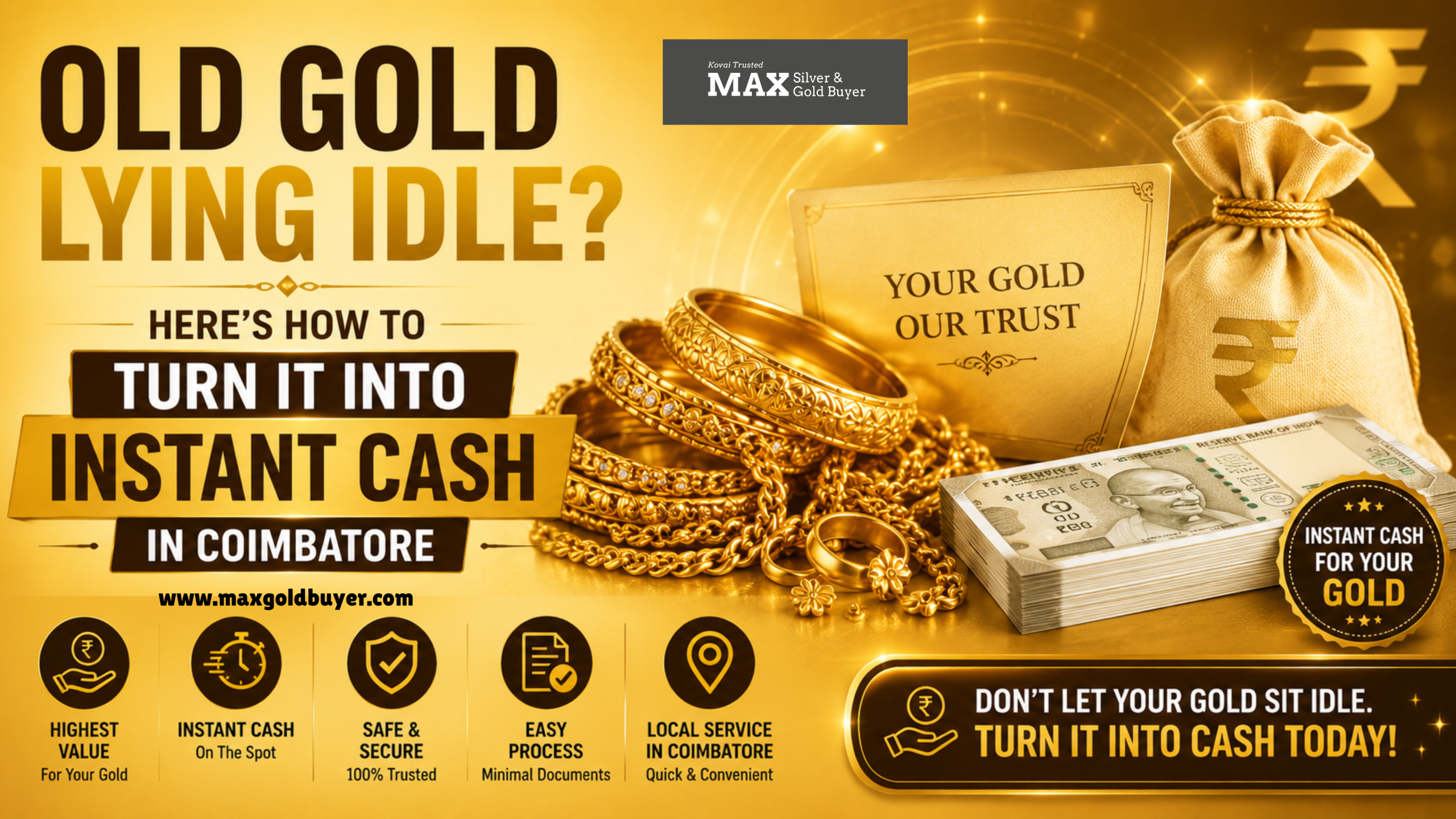 Cash for gold in Coimbatore , Instant cash for gold in Coimbatore